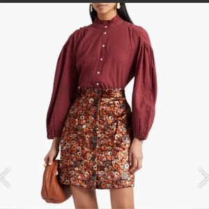 Antik Batik Eugenie Blouse in Rust NWT